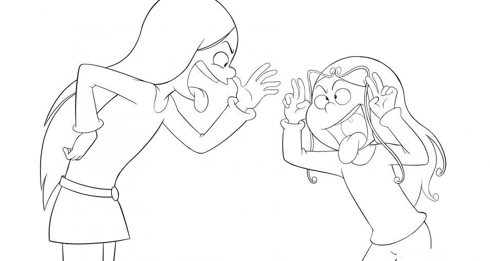 Les Sisters — Grimaces — Coloriage Les Sisters à imprimer