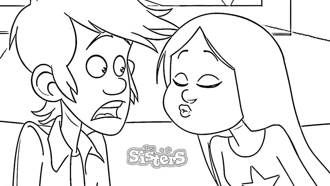 Les Sisters — Bisou — Coloriage Les Sisters à imprimer